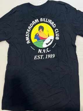 Bella Canvas Black Amsterdam Billiard Club Graphic Tee with Yellow & Green Art